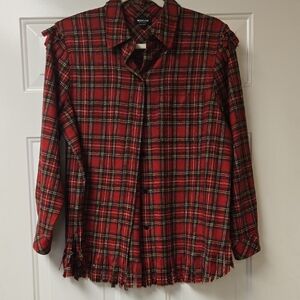 Worth New York Red and Orange Plaid Shirt